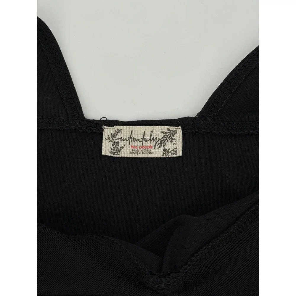 Intimately Free People Black Cap Sleeve Deep V-Neck Top OB1524278 Small